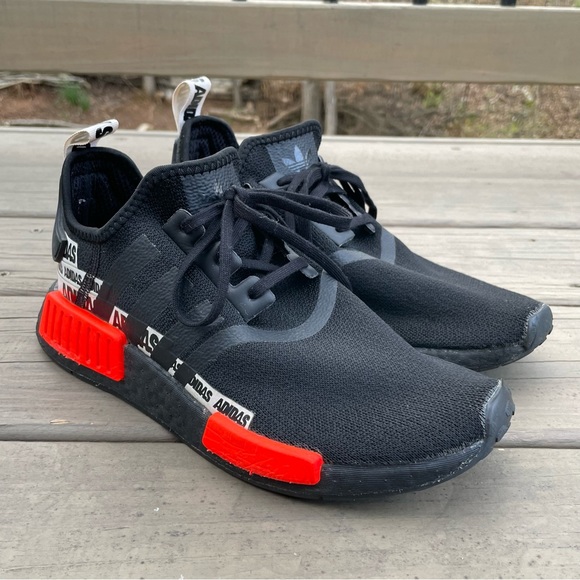 Adidas Boost Black Red NMD_R1 Sneakers size 6.5 - Picture 4 of 16